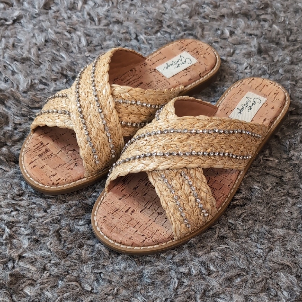 Crown Vintage natural Woven Slide Sandals